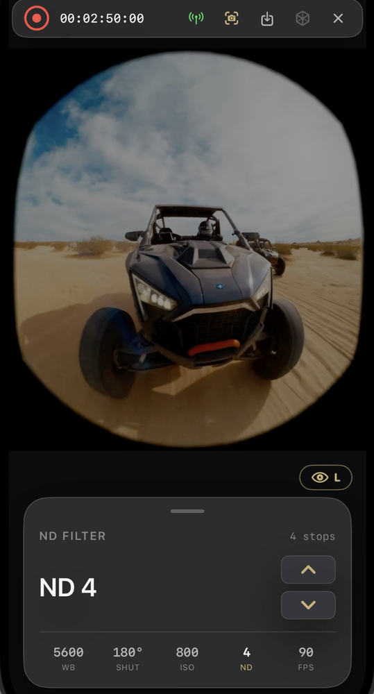 ND filter live overlay on a cinematic frame